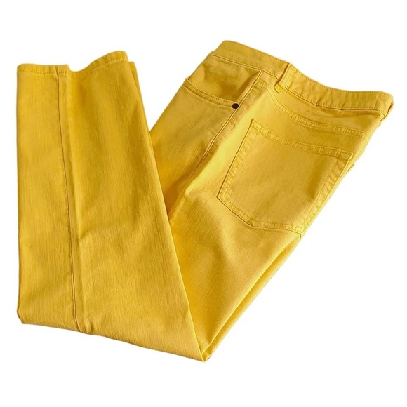 NEW SANDRINE ROSE X FREE PEOPLE WIDE LEG YELLOW HIGH RISE CROP JEANS 25, NWT - Picture 2 of 12